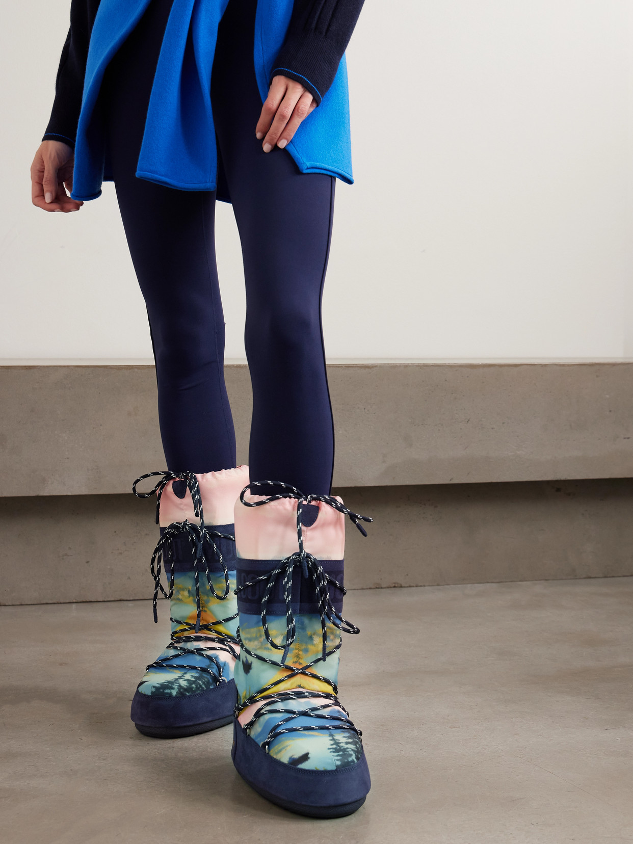 + Guest In Residence Icon Postcard Suede-Trimmed Printed Shell Snow Boots