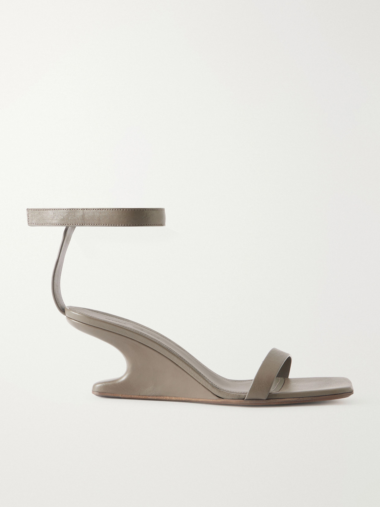 Rick Owens Cantilever Leather Sandals Wedge Mules In Brown