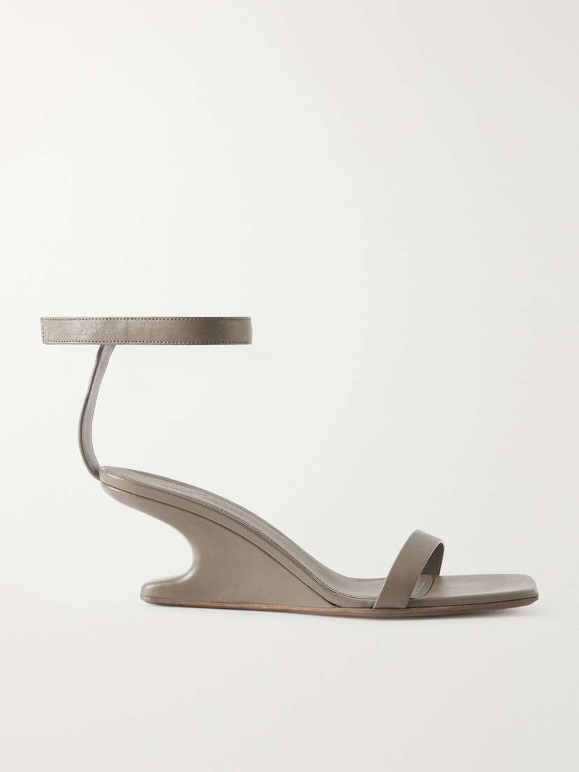 Rick Owens Cantilever Leather Sandals Wedge Mules