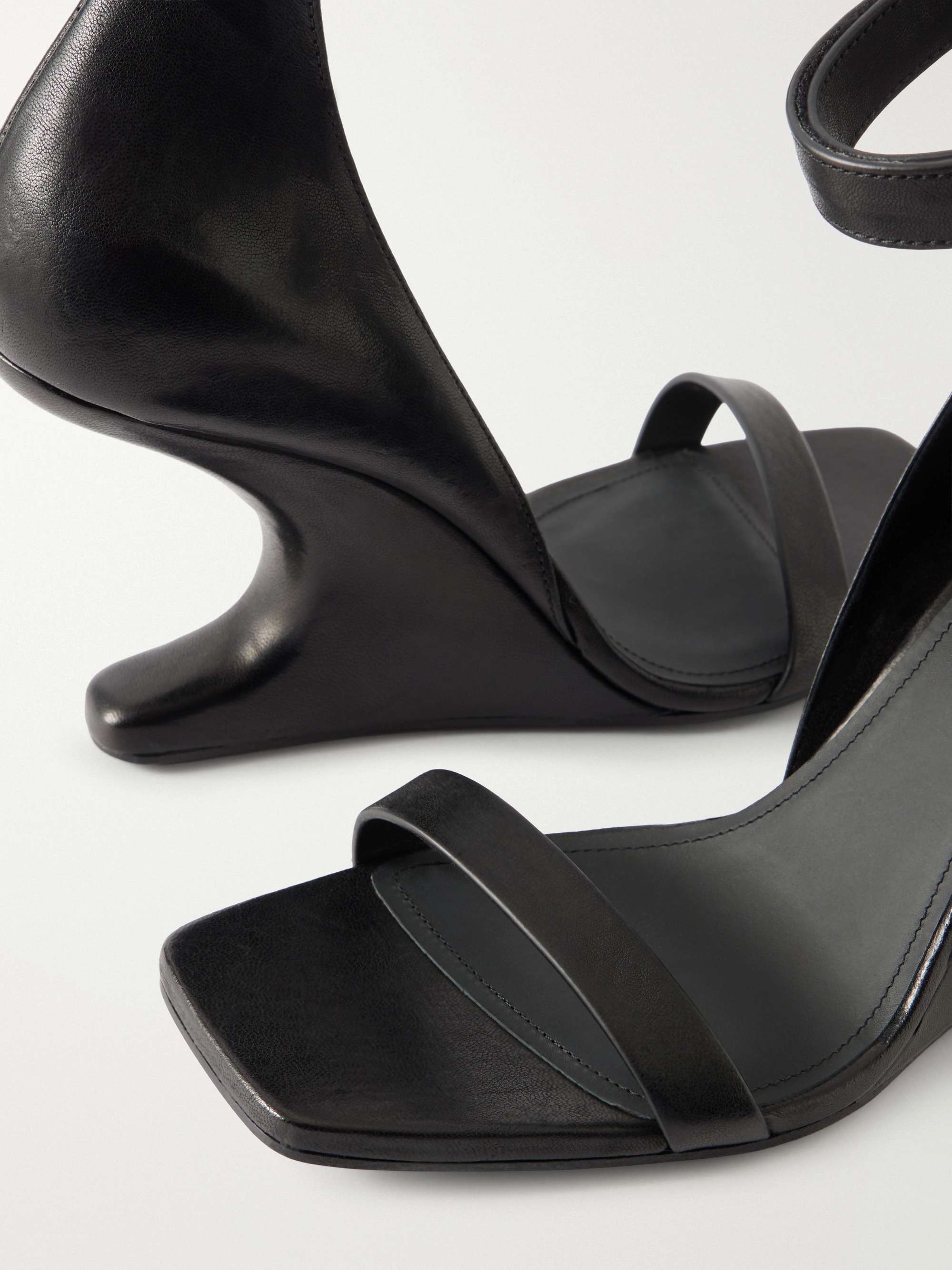 RICK OWENS Cantilever leather sandals wedge mules | NET-A-PORTER