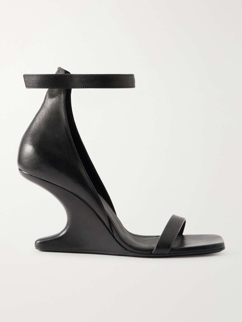 Rick Owens Cantilever Leather Sandals Wedge Mules