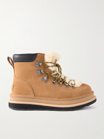 UGG + Sacai leather-trimmed shearling ankle boots