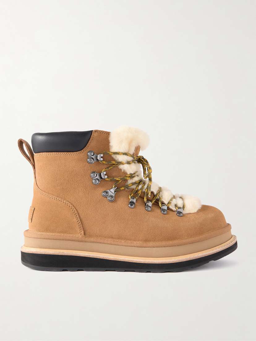 UGG + Sacai Leather-trimmed Shearling Ankle Boots