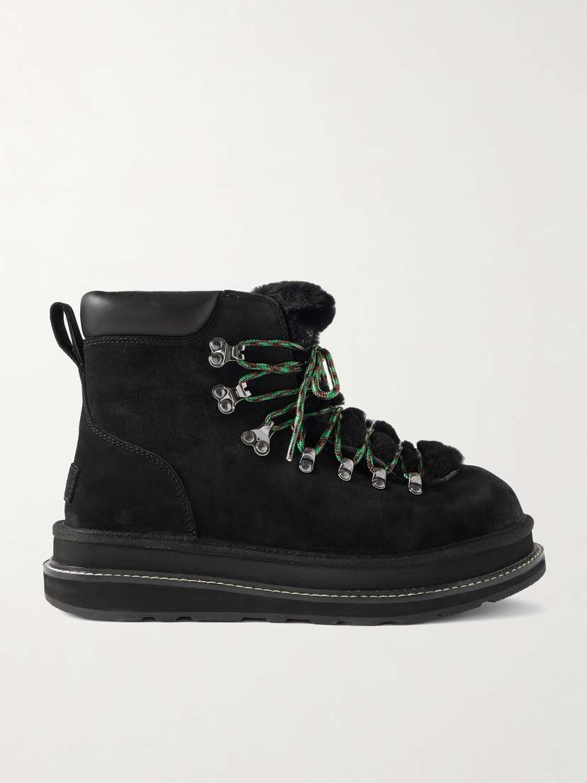 UGG + Sacai Leather-trimmed Shearling Ankle Boots
