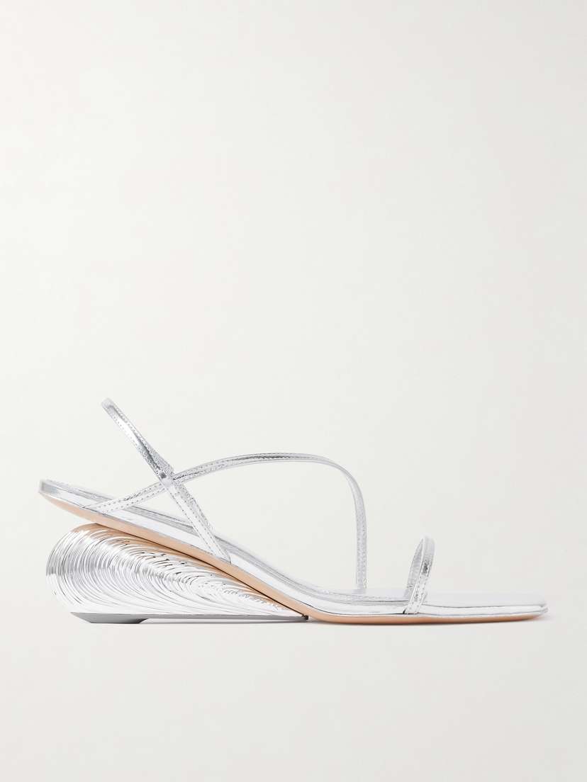 Simkhai Bridget Metallic Leather Wedge Sandals