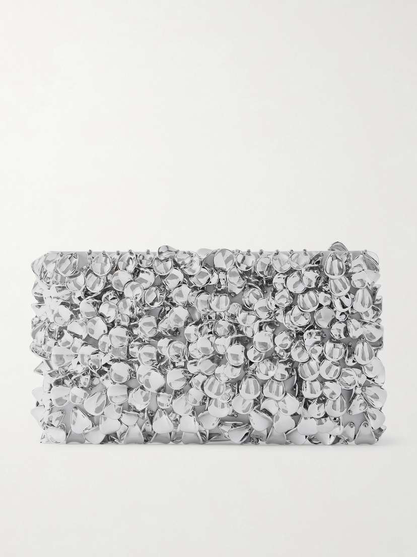 Simkhai Reese Beaded Metallic Satin Clutch