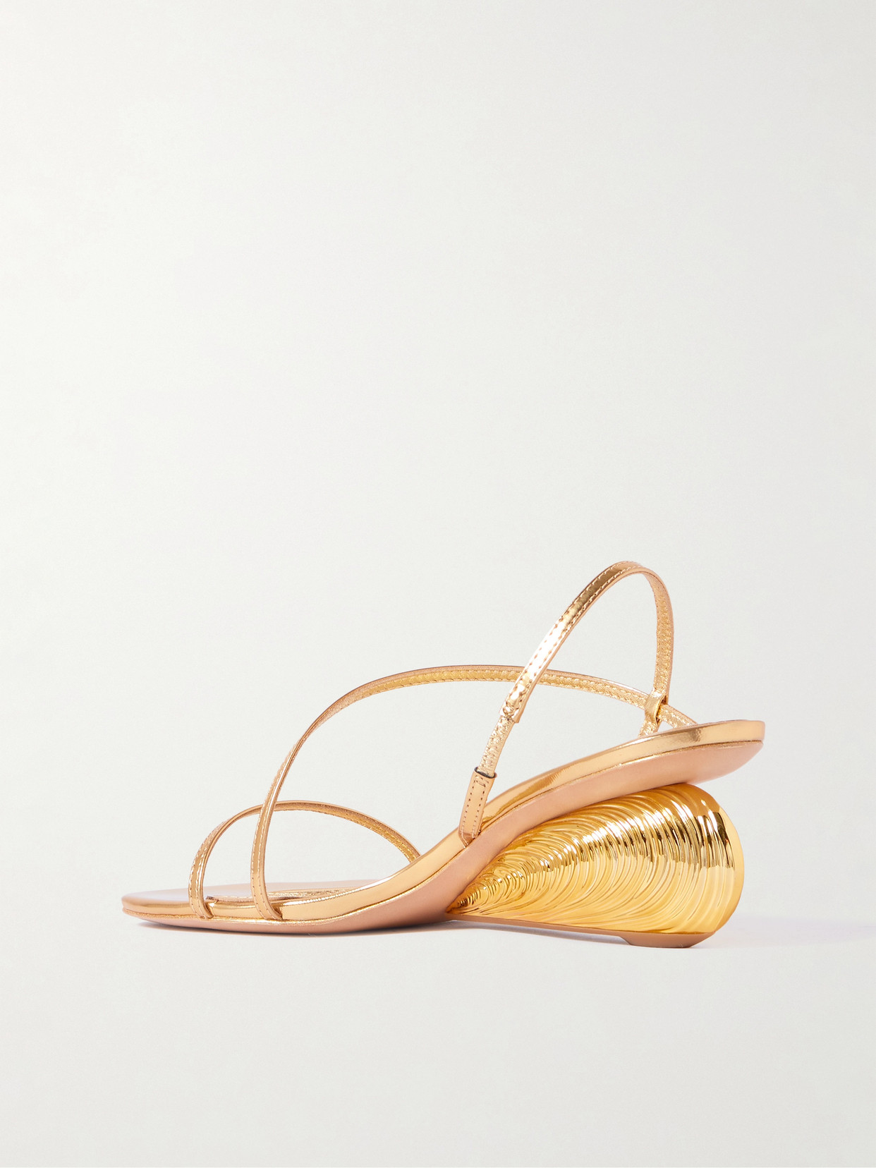 Simkhai Bridget Oyster Shell Wedge Sandal In Gold