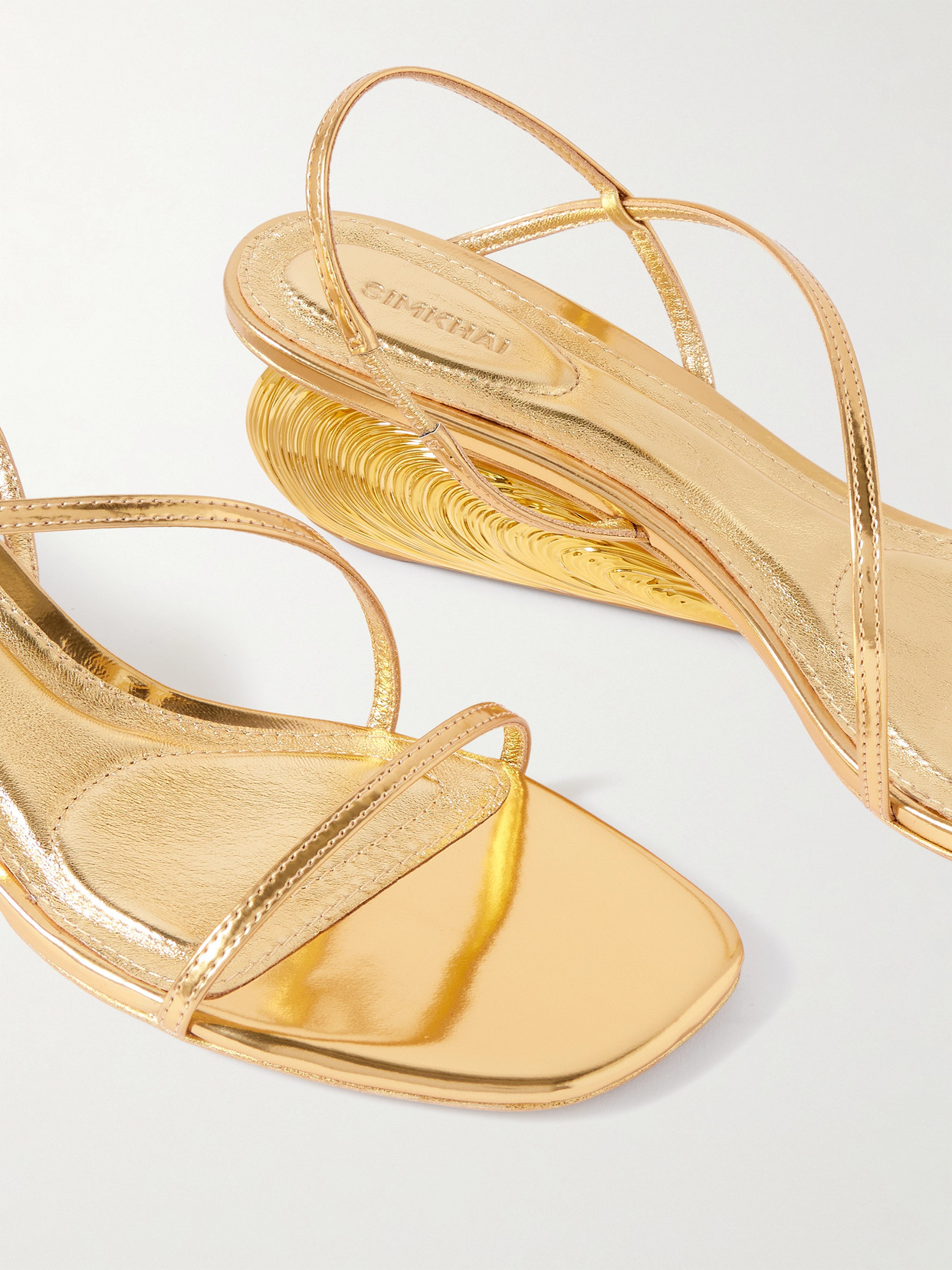 Simkhai Bridget Oyster Shell Wedge Sandal In Gold
