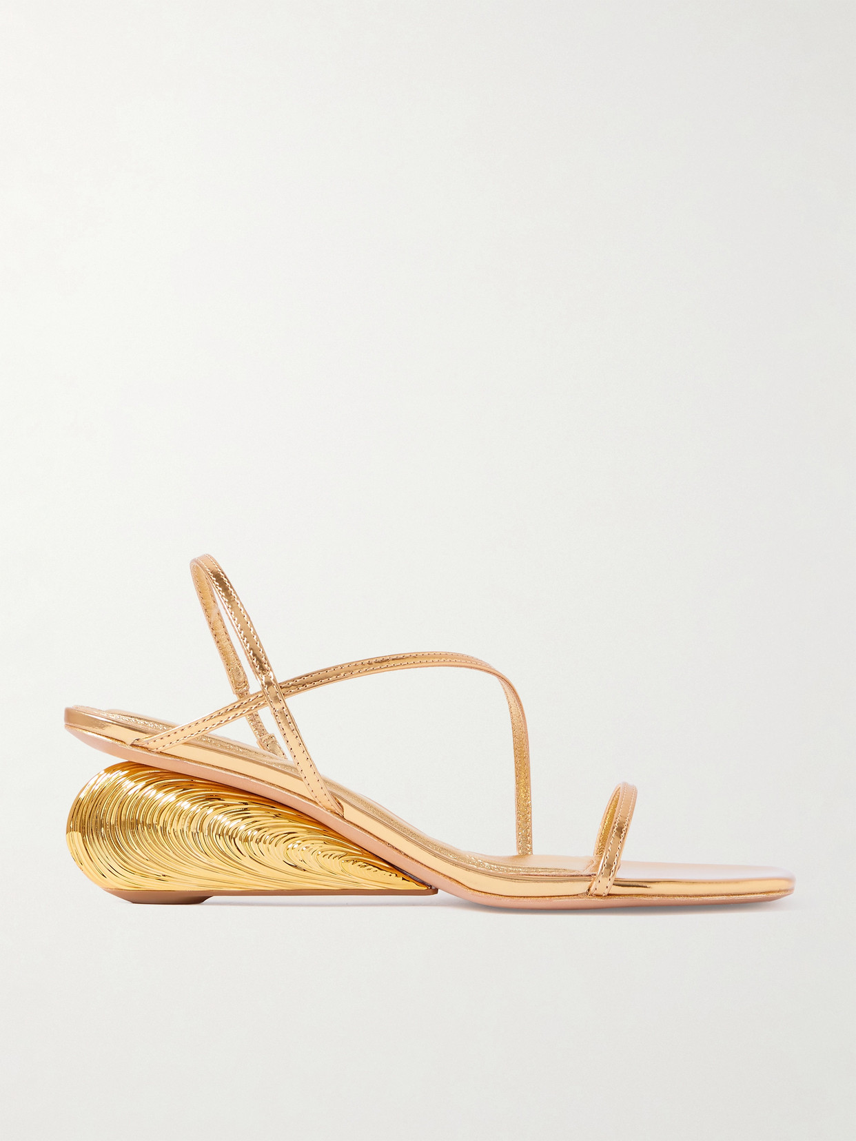 Simkhai Bridget Oyster Shell Wedge Sandal In Gold