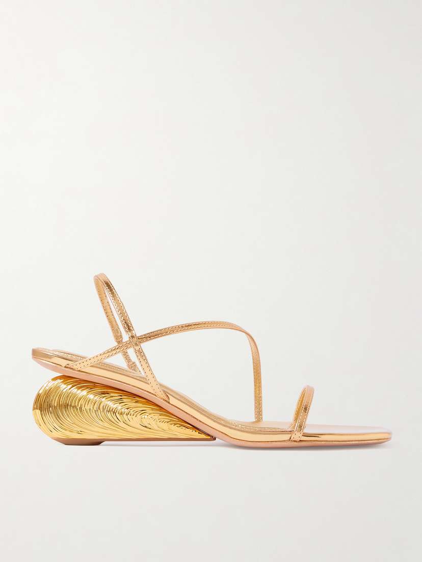 Simkhai Bridget Metallic Leather Wedge Sandals