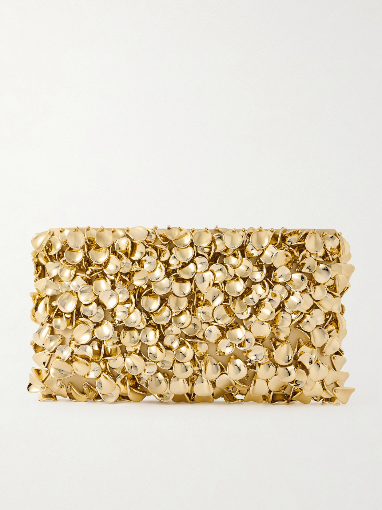 Simkhai Reese Beaded Metallic Satin Clutch In Gold