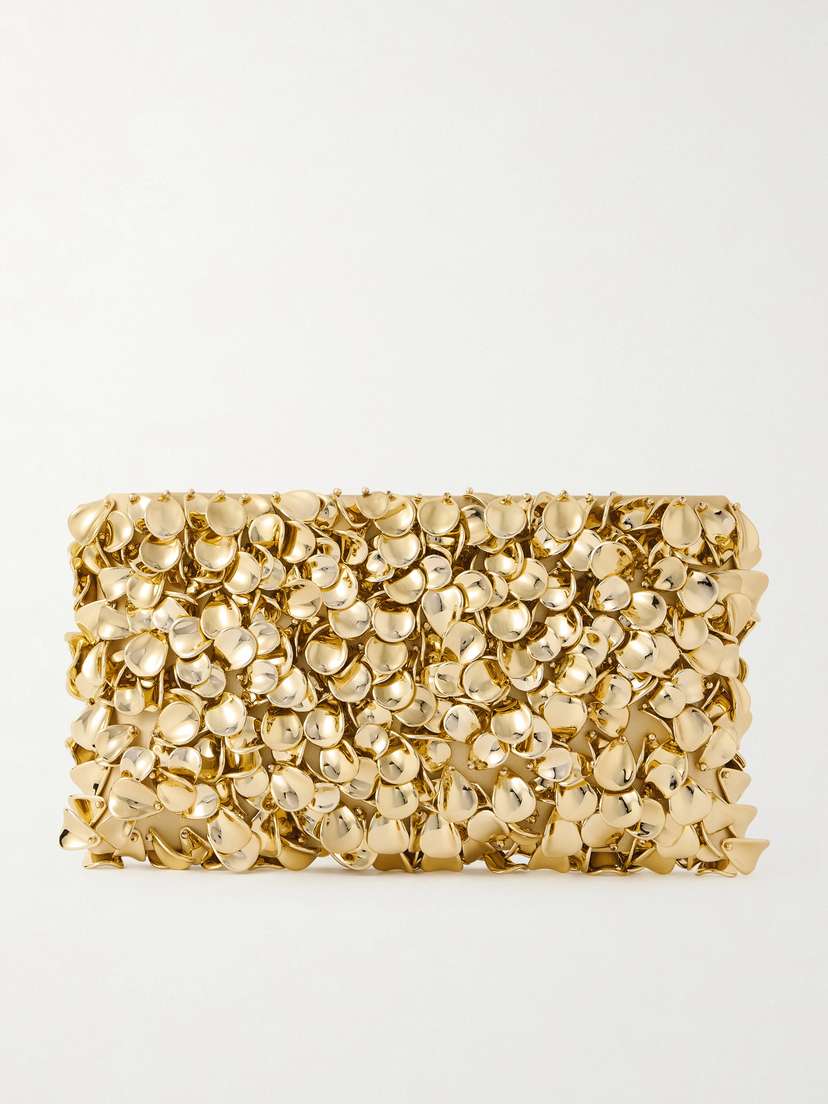 Simkhai Reese Beaded Metallic Satin Clutch