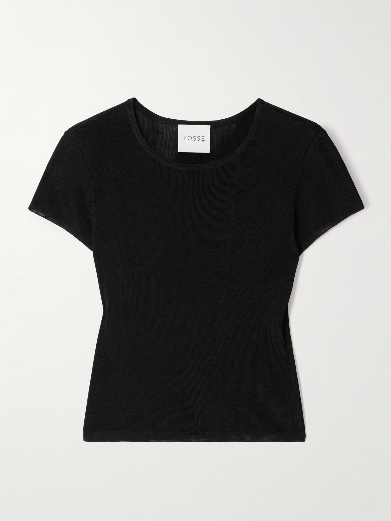 Posse Birdie Cropped Ribbed Jersey T-shirt In Black