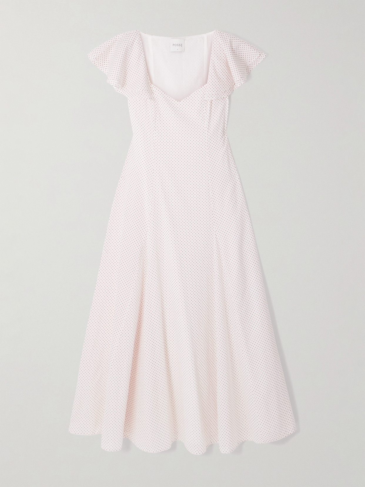 Posse Marlowe Ruffled Polka-dot Cotton-voile Midi Dress In White