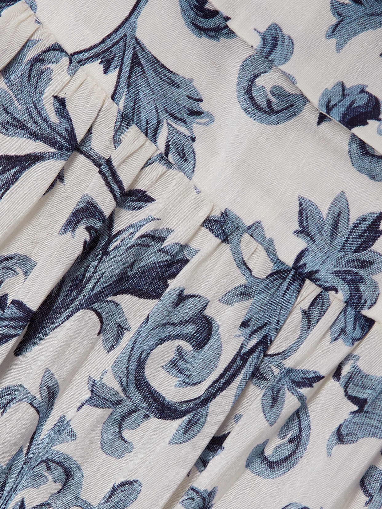 Rue Pleated Printed Linen And Silk-Blend Midi