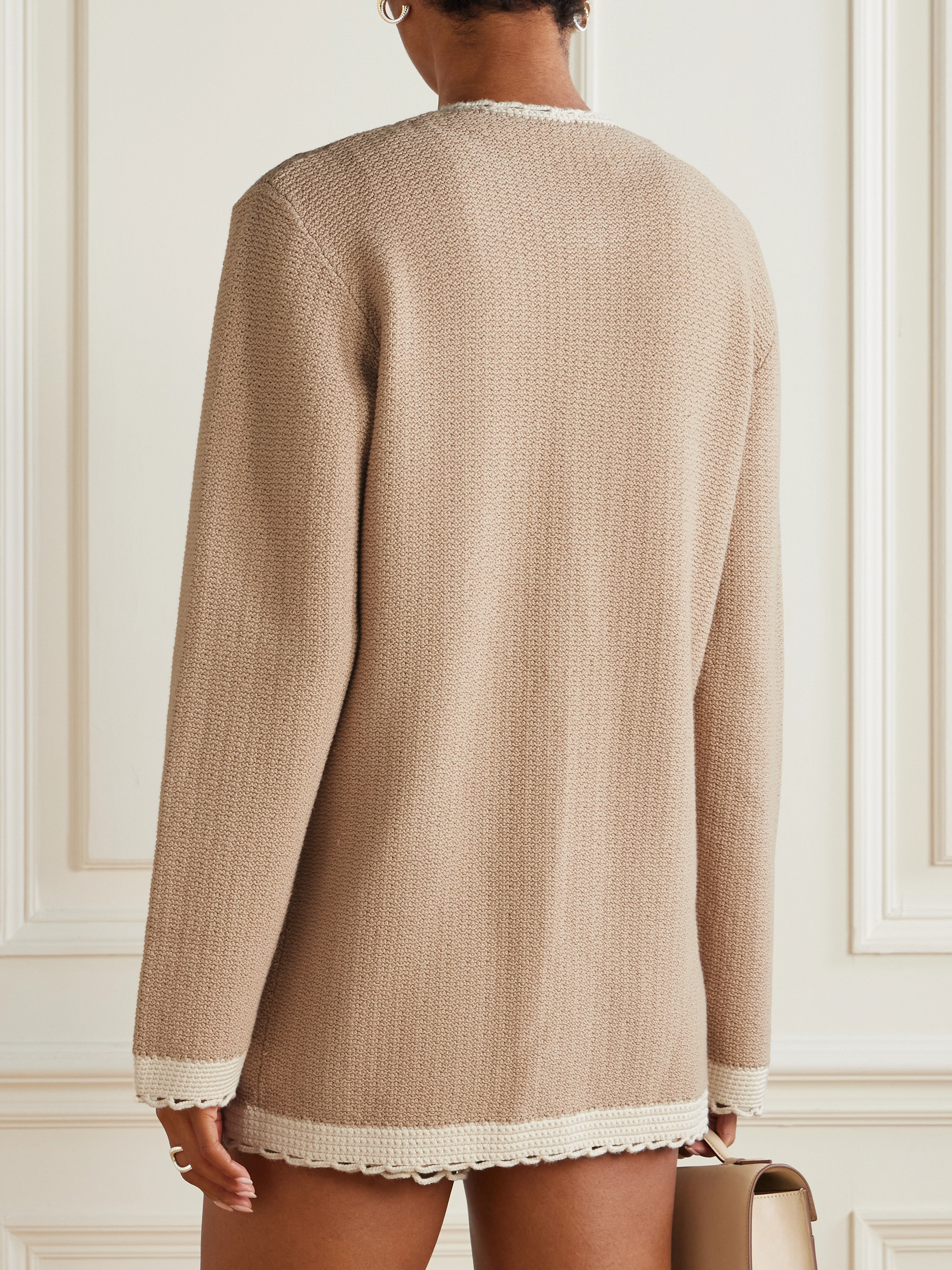 POSSE Willow crochet-trimmed knitted cardigan