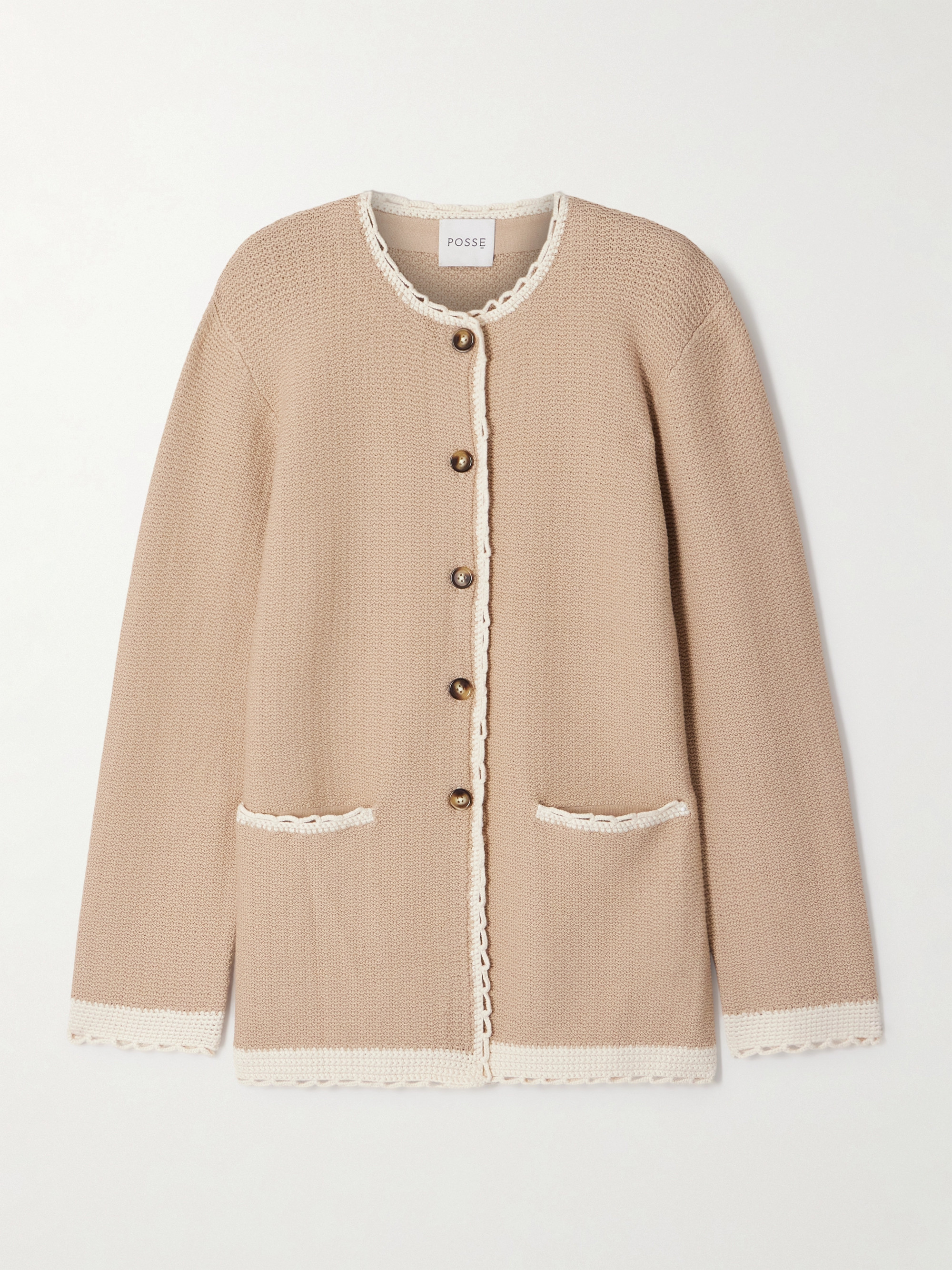 POSSE Willow crochet-trimmed knitted cardigan