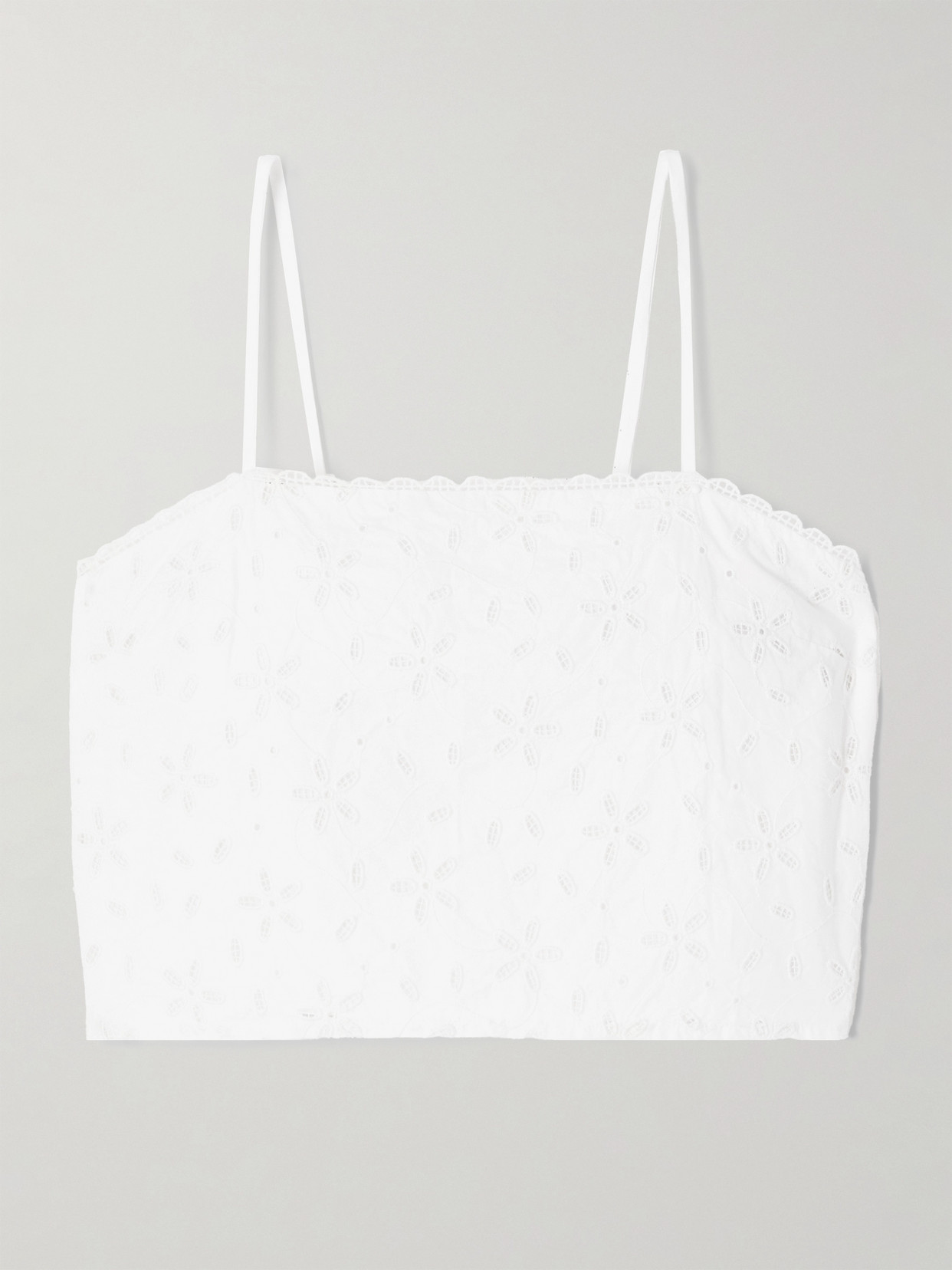 Posse Salma Cropped Broderie Anglaise Cotton Top In White