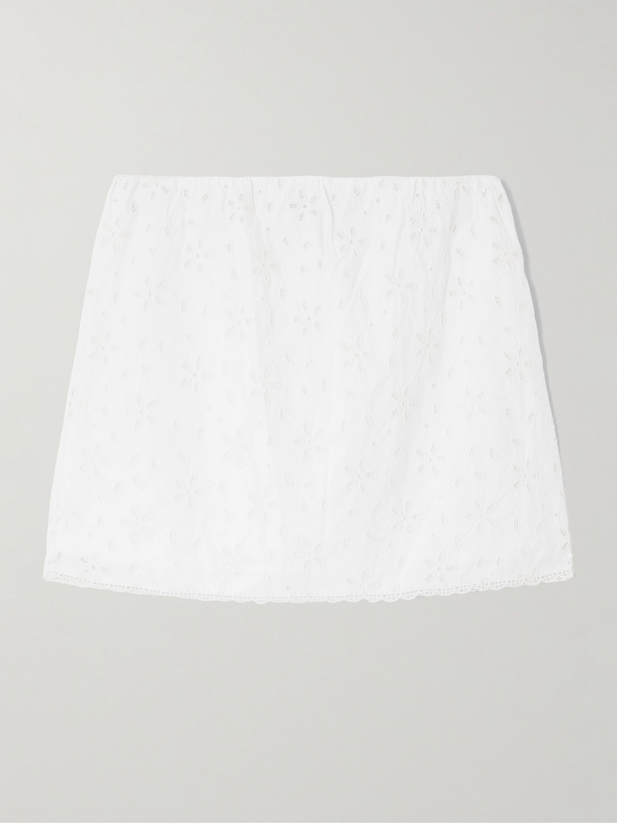 Posse Salma Broderie Anglaise Cotton Mini Skirt In White