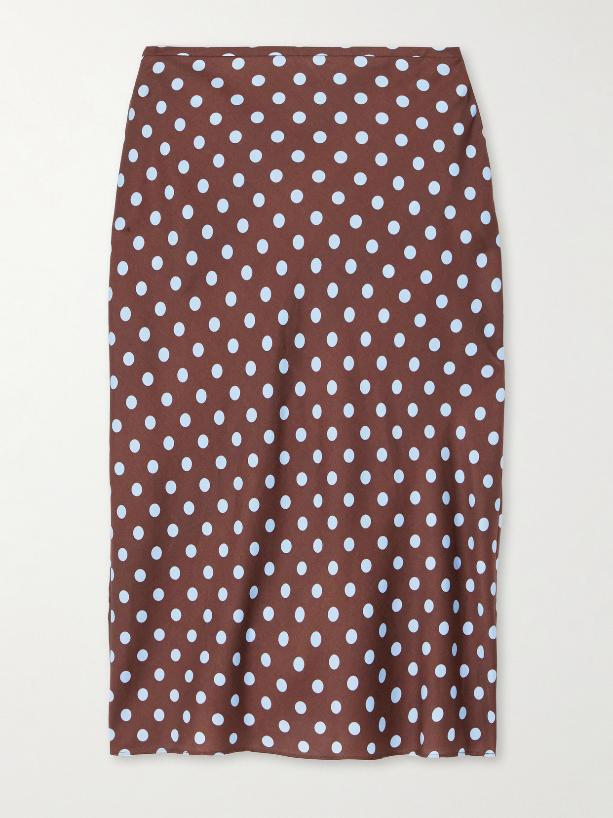 Posse Leo Polka-dot Tencel™-blend Satin Midi Skirt In Brown