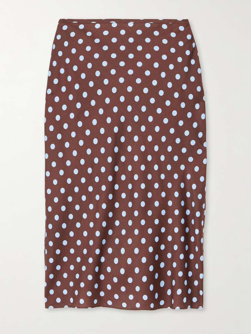 Leo Polka-dot Tencel™-blend Satin Midi Skirt