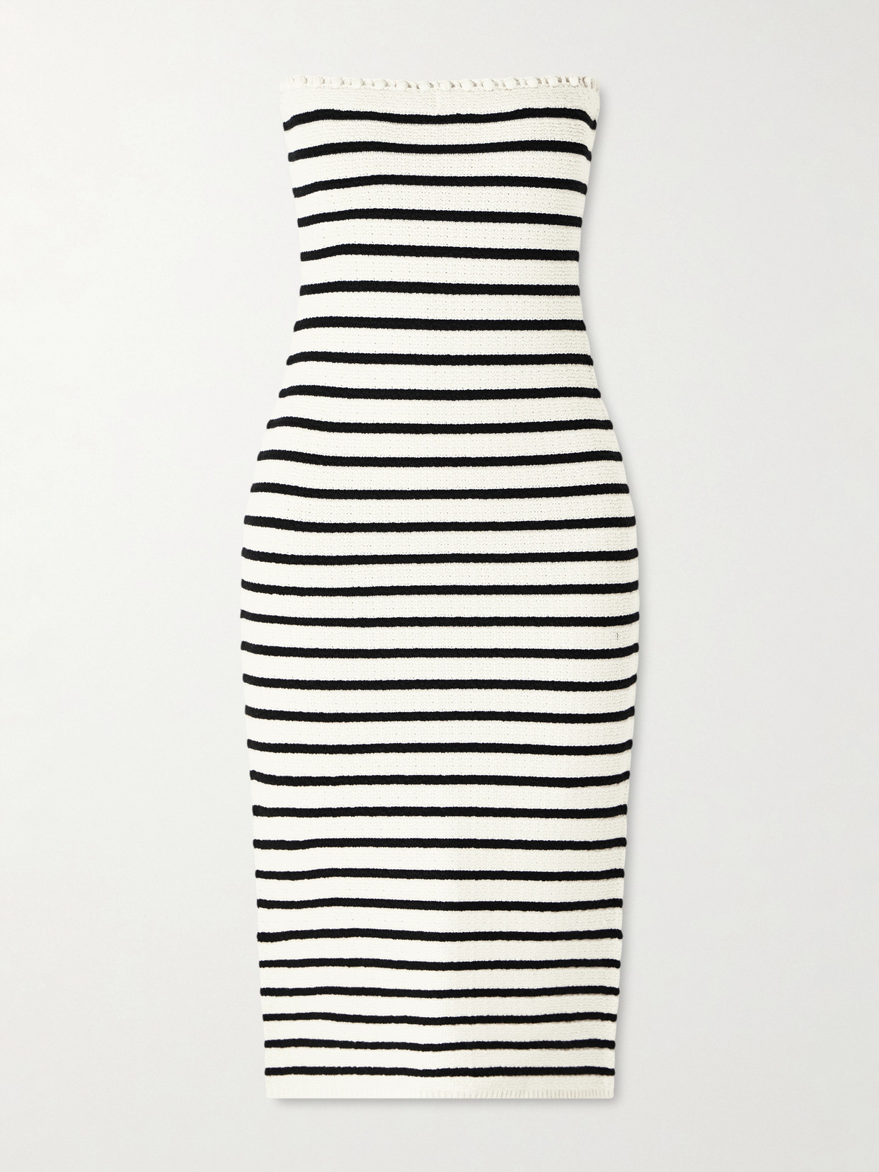 Posse Henry Strapless Striped Knitted Midi Dress In Multi