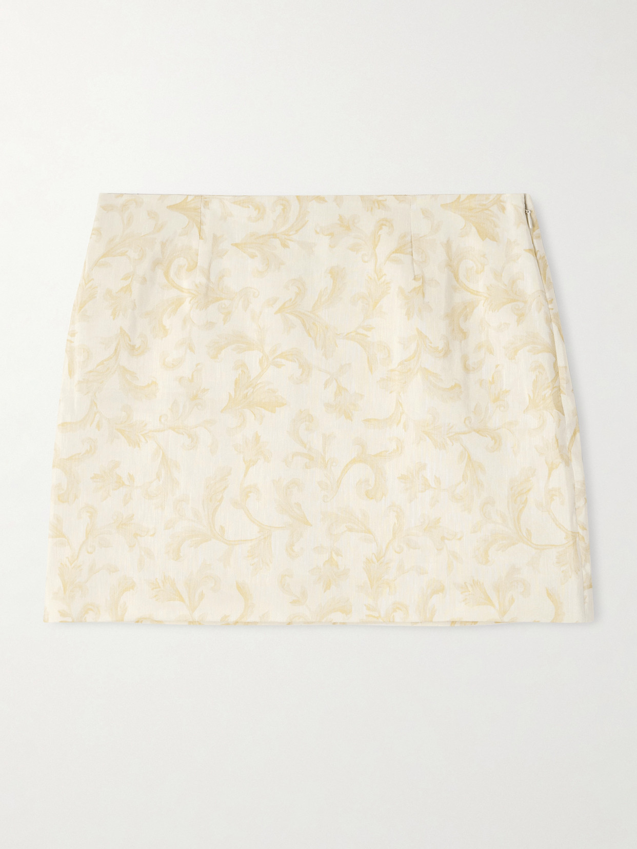 Posse Isla Printed Linen And Silk-blend Mini Skirt In Yellow