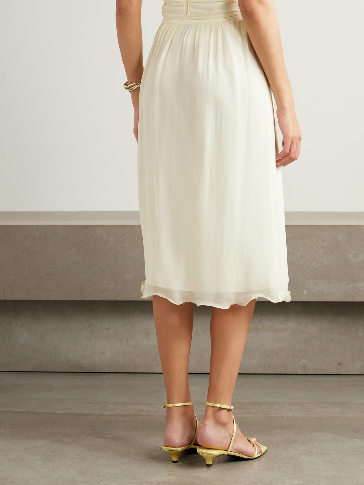 Posse Solene Chiffon Midi Skirt In White
