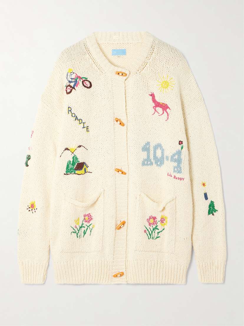 Mother The Long Drop Embroidered Cotton And Alpaca-blend Cardigan