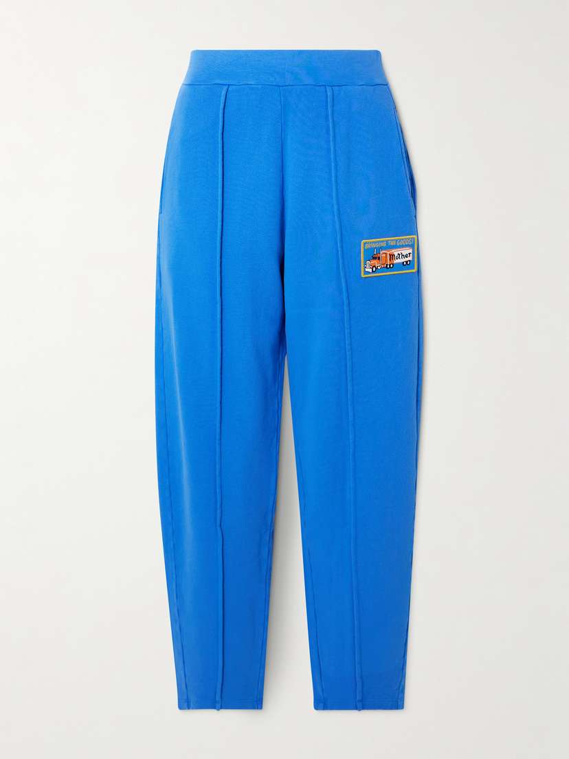 Mother The Quickie Pin Up Barel Flood Appliquéd Cotton-jersey Sweatpants