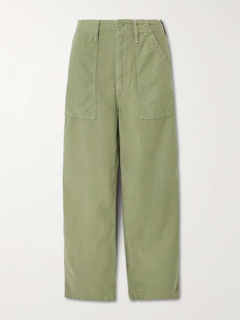 Mother The Fangirl Fatigue Flood Cotton-canvas Barrel-leg Pants