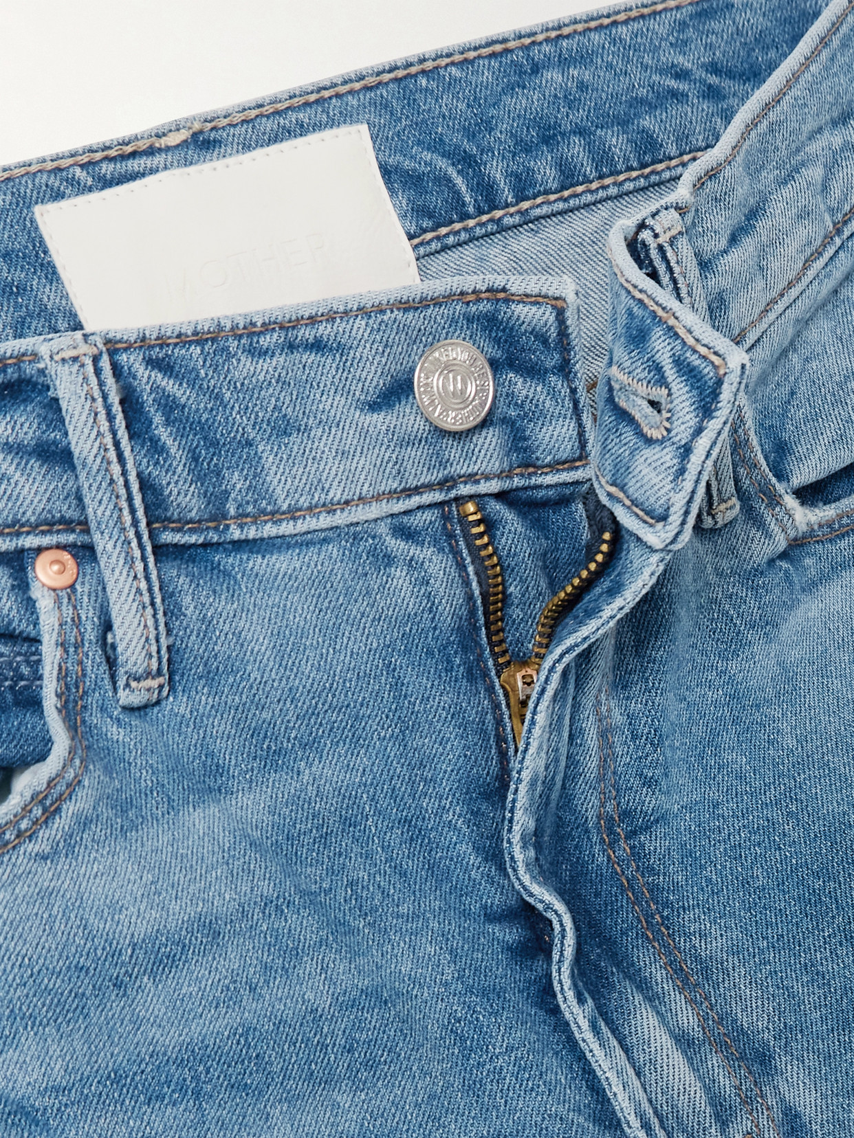 Mother The Dazzler Flood Frayed High-rise Slim-leg Jeans In Blue