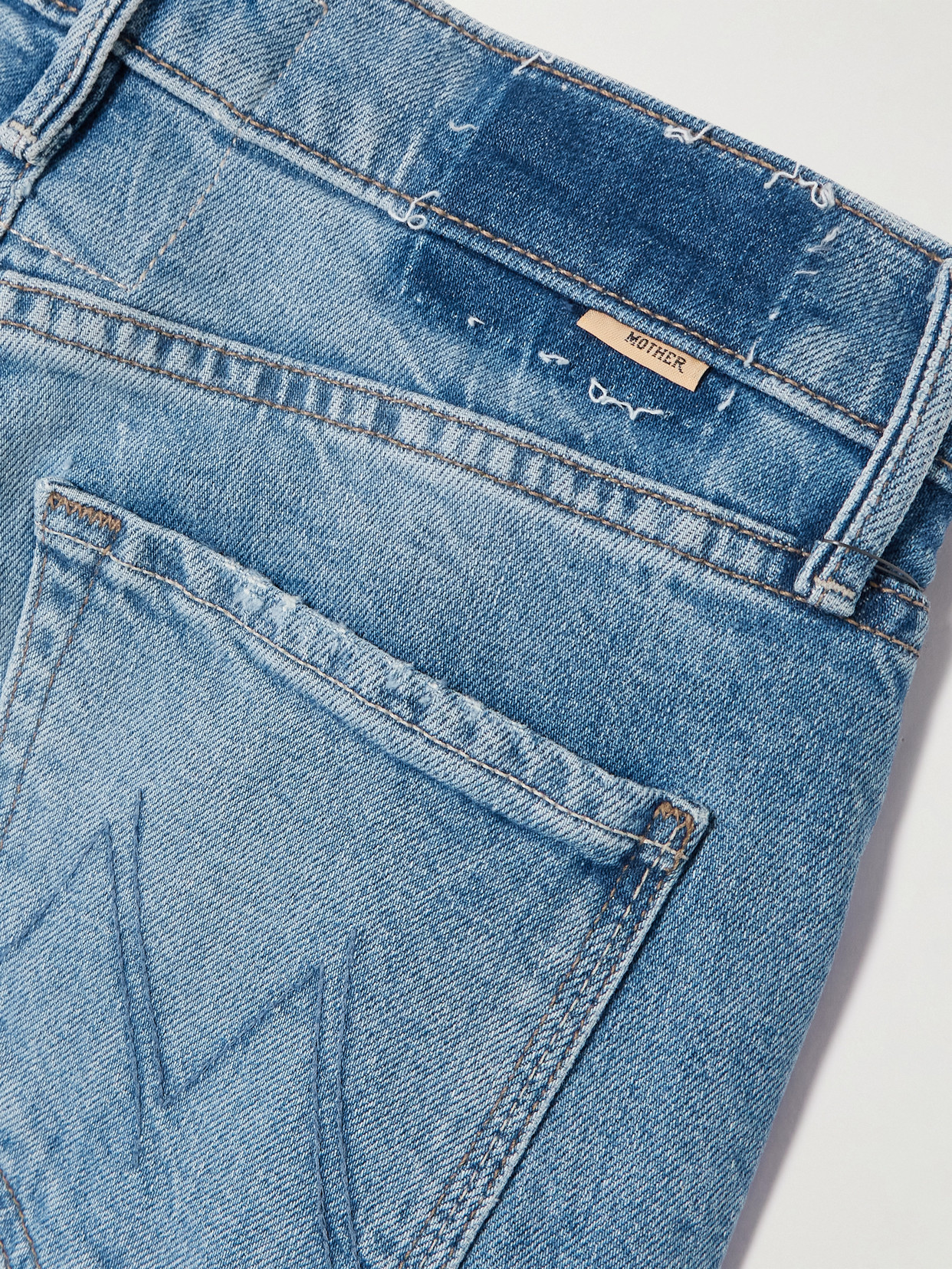 Mother The Dazzler Flood Frayed High-rise Slim-leg Jeans In Blue