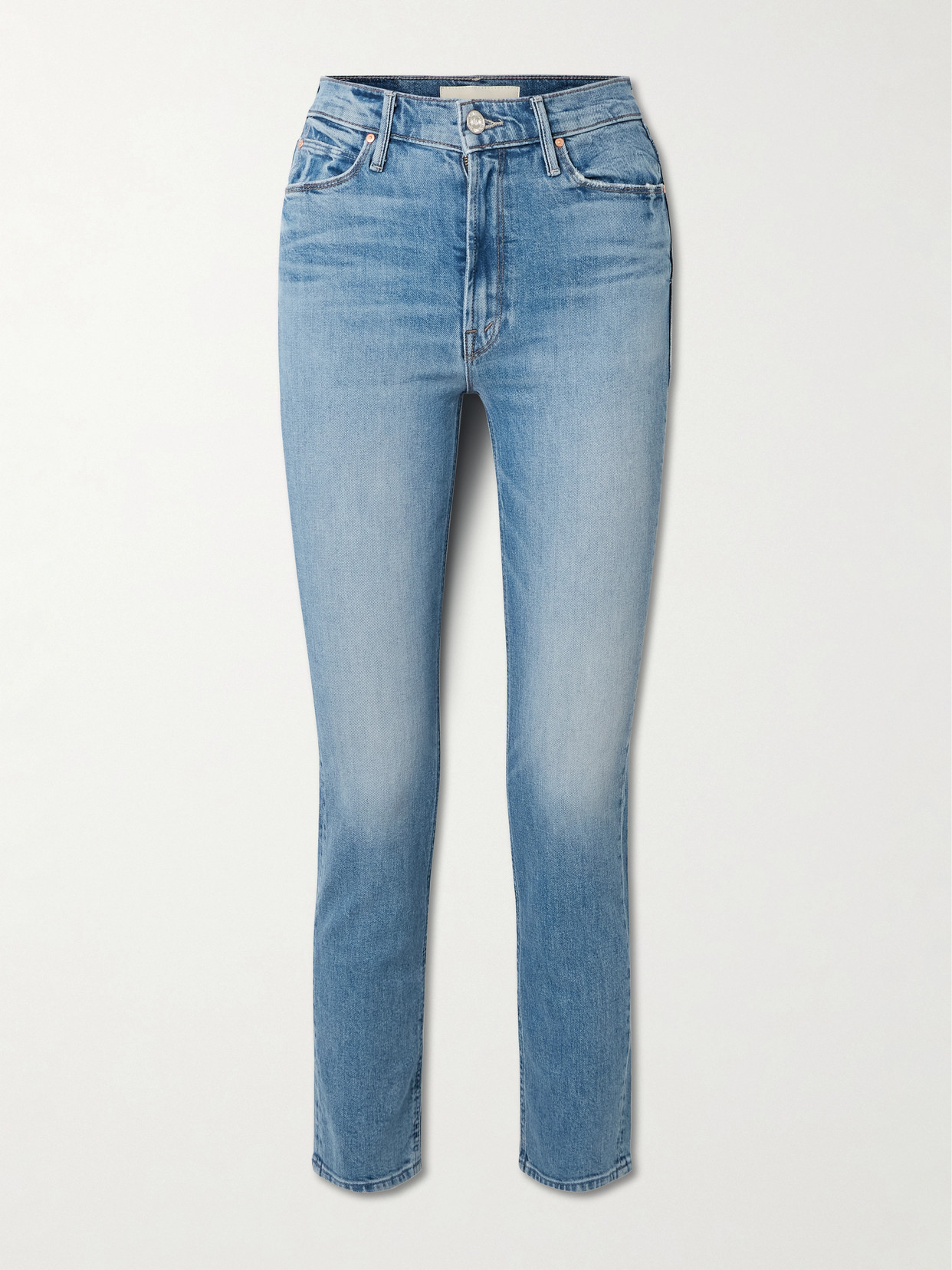 Mother The Dazzler Flood Frayed High-rise Slim-leg Jeans In Blue