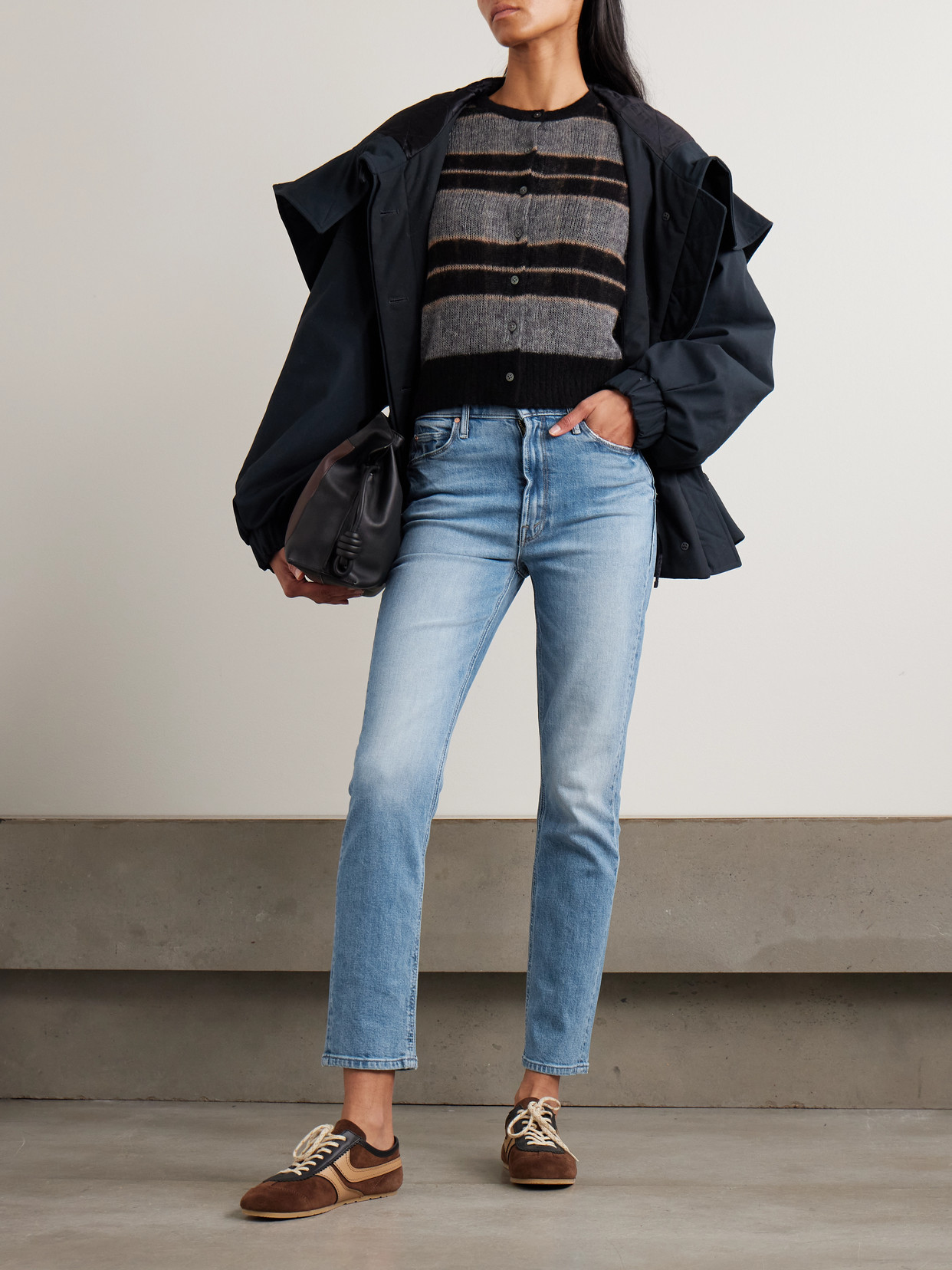 Mother The Dazzler Flood Frayed High-rise Slim-leg Jeans In Blue