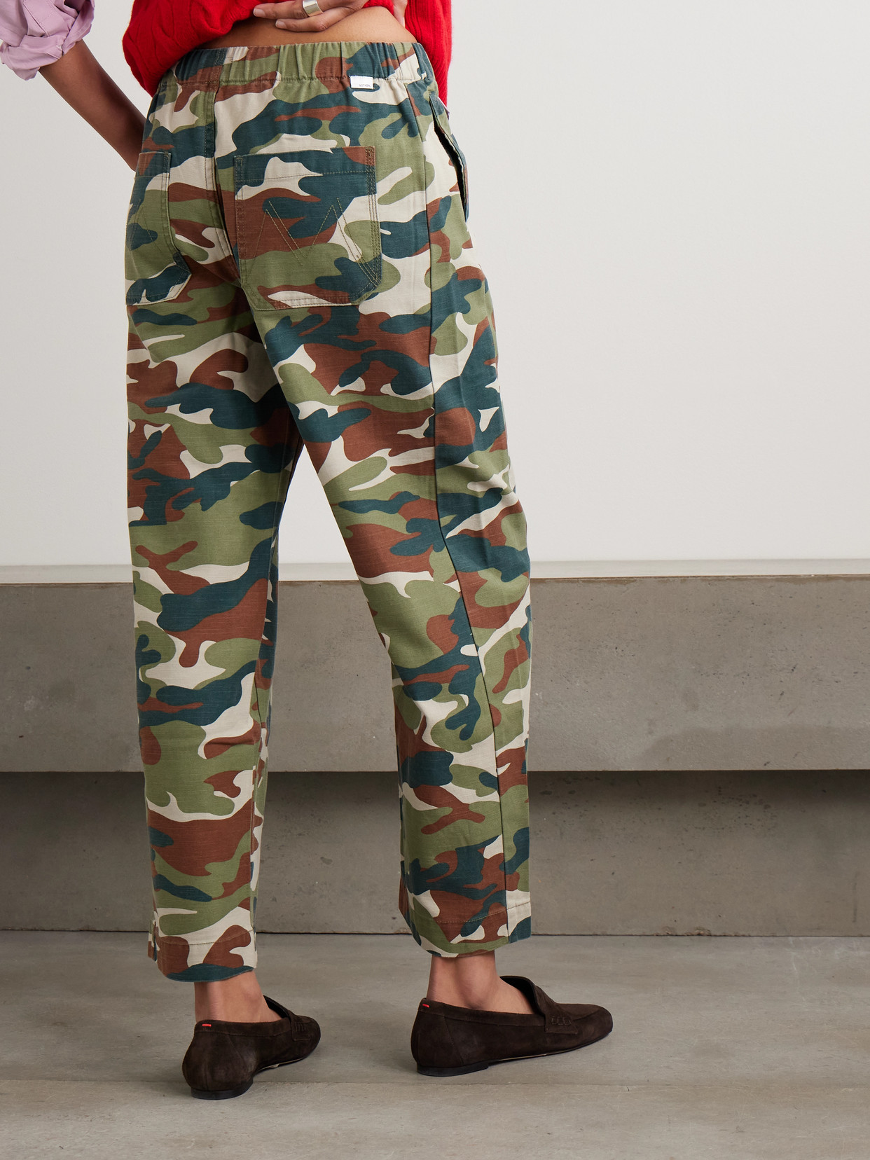 Mother The Drawn Half-pipe Ankle Camouflage-print Cotton Wide-leg Pants In Multi