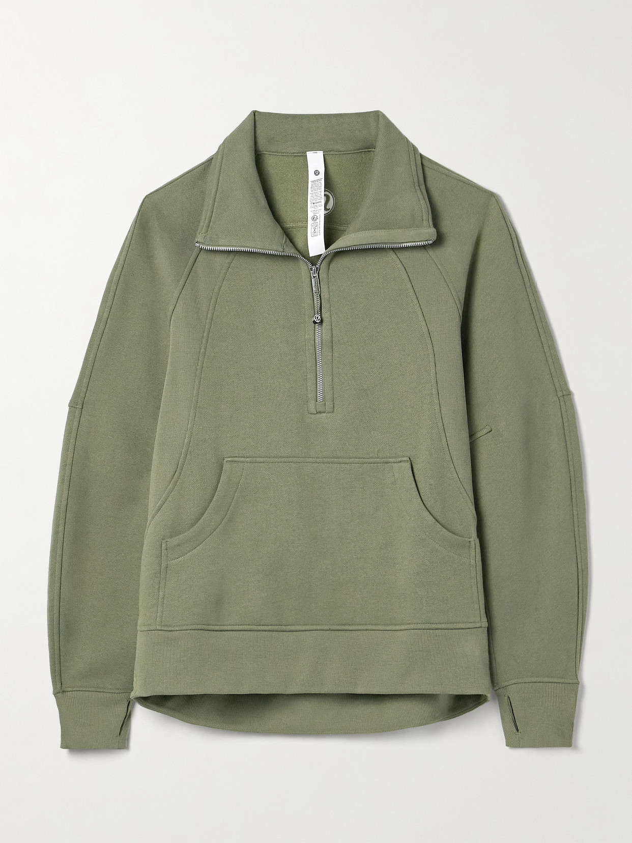 Scuba Oversized Funnel-Neck Half-Zip Long Cotton-Blend Jersey Sweatshirt