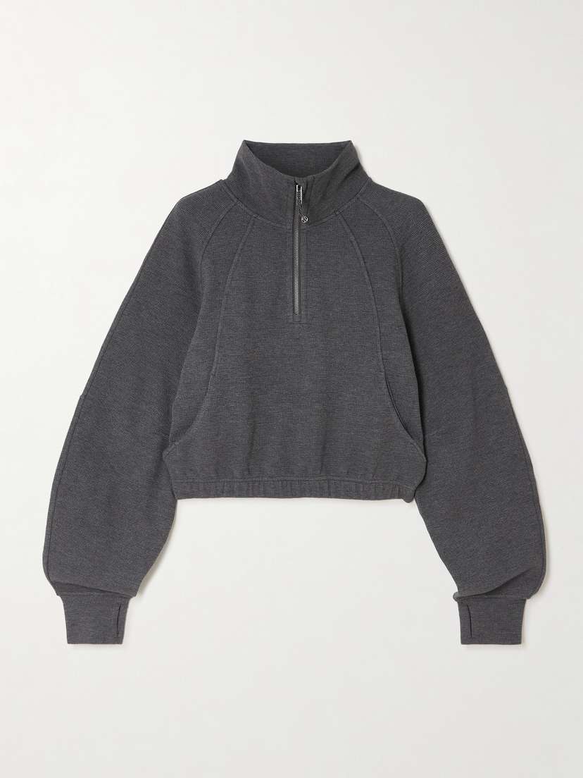 lululemon Cropped Waffle-knit Half-zip Sweater