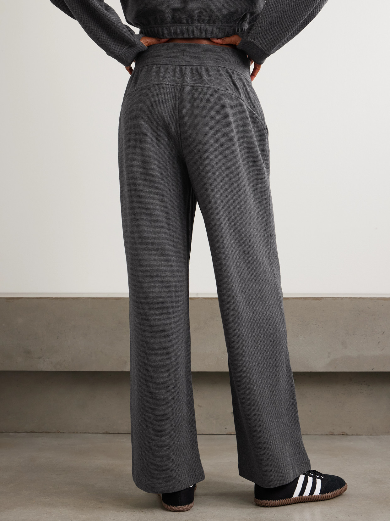 Lululemon Waffle-knit Wide-leg Track Pants In Gray