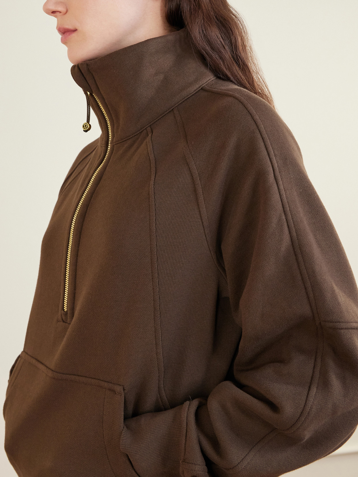 Scuba Oversized Funnel-Neck Half Zip Long Cotton-Blend Jersey Sweatshirt