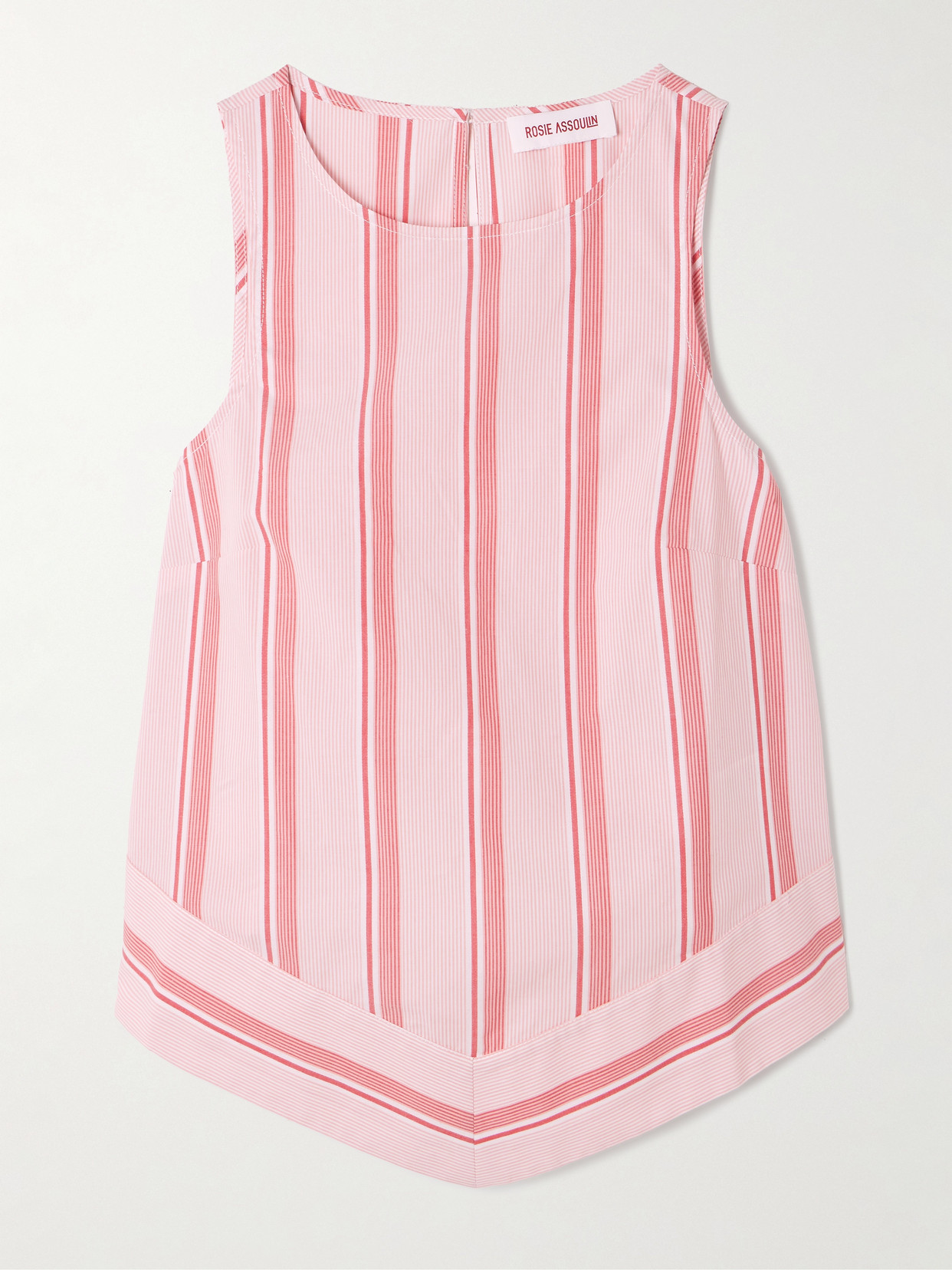 Rosie Assoulin Striped Cotton-poplin Top In Pink