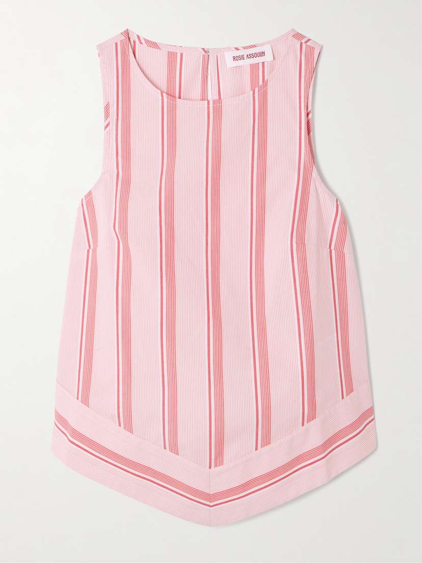 Rosie Assoulin Striped Cotton-poplin Top