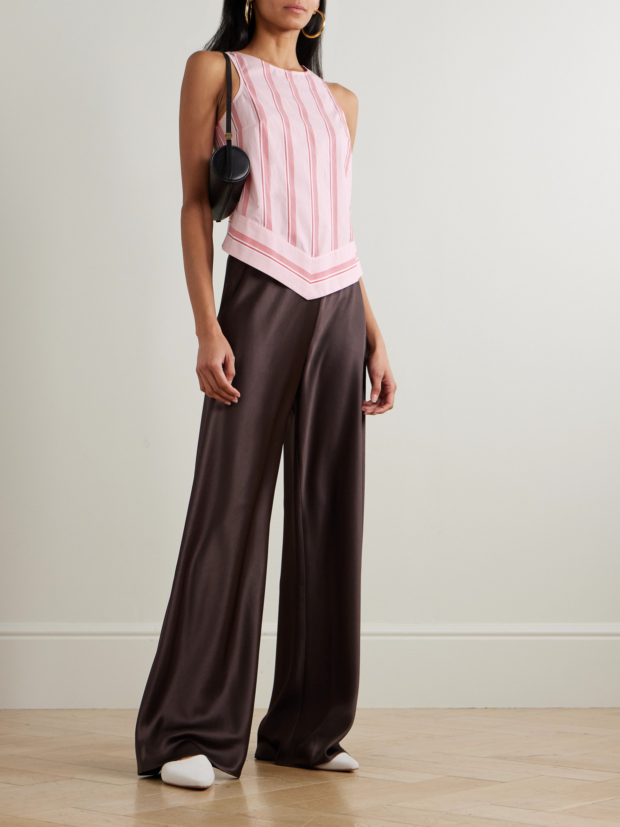 Rosie Assoulin Striped Cotton-poplin Top In Pink