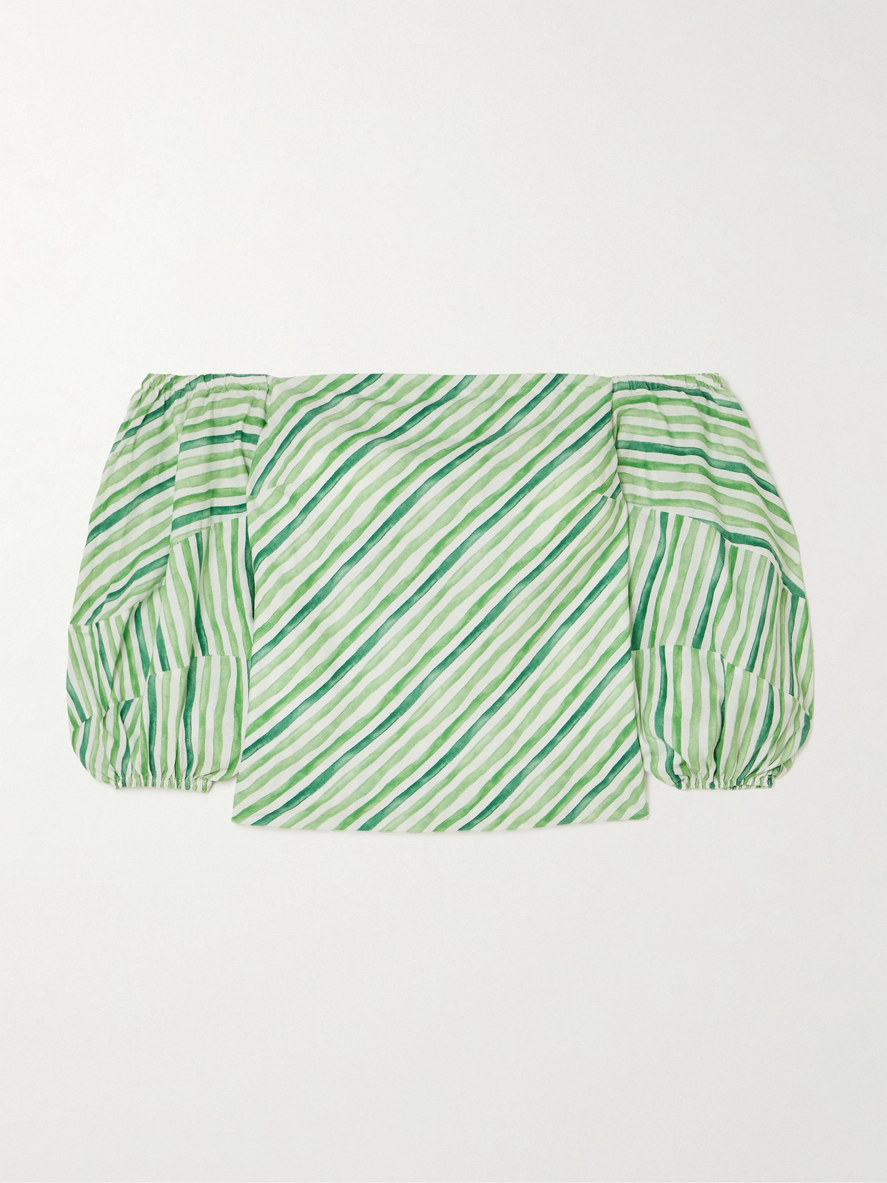 Rosie Assoulin Off-the-shoulder Striped Tencel™ Lyocell And Linen-blend Blouse In Multi