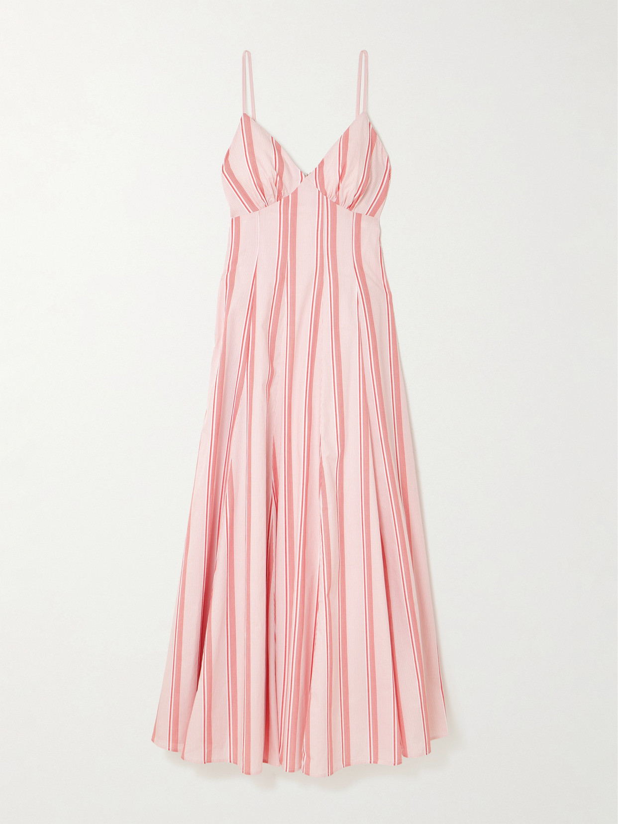 Rosie Assoulin Gathered Striped Cotton Midi Dress In Multi