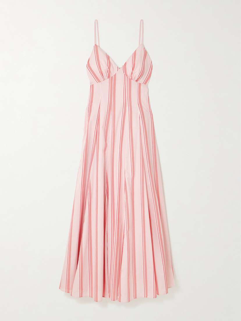 Rosie Assoulin Gathered Striped Cotton Midi Dress
