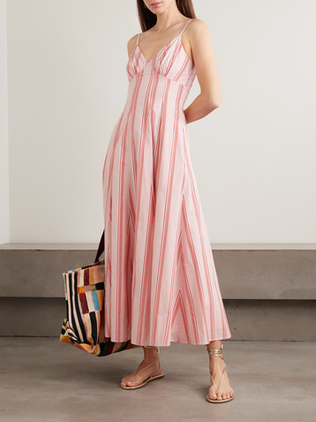 Rosie Assoulin Gathered striped cotton midi dress