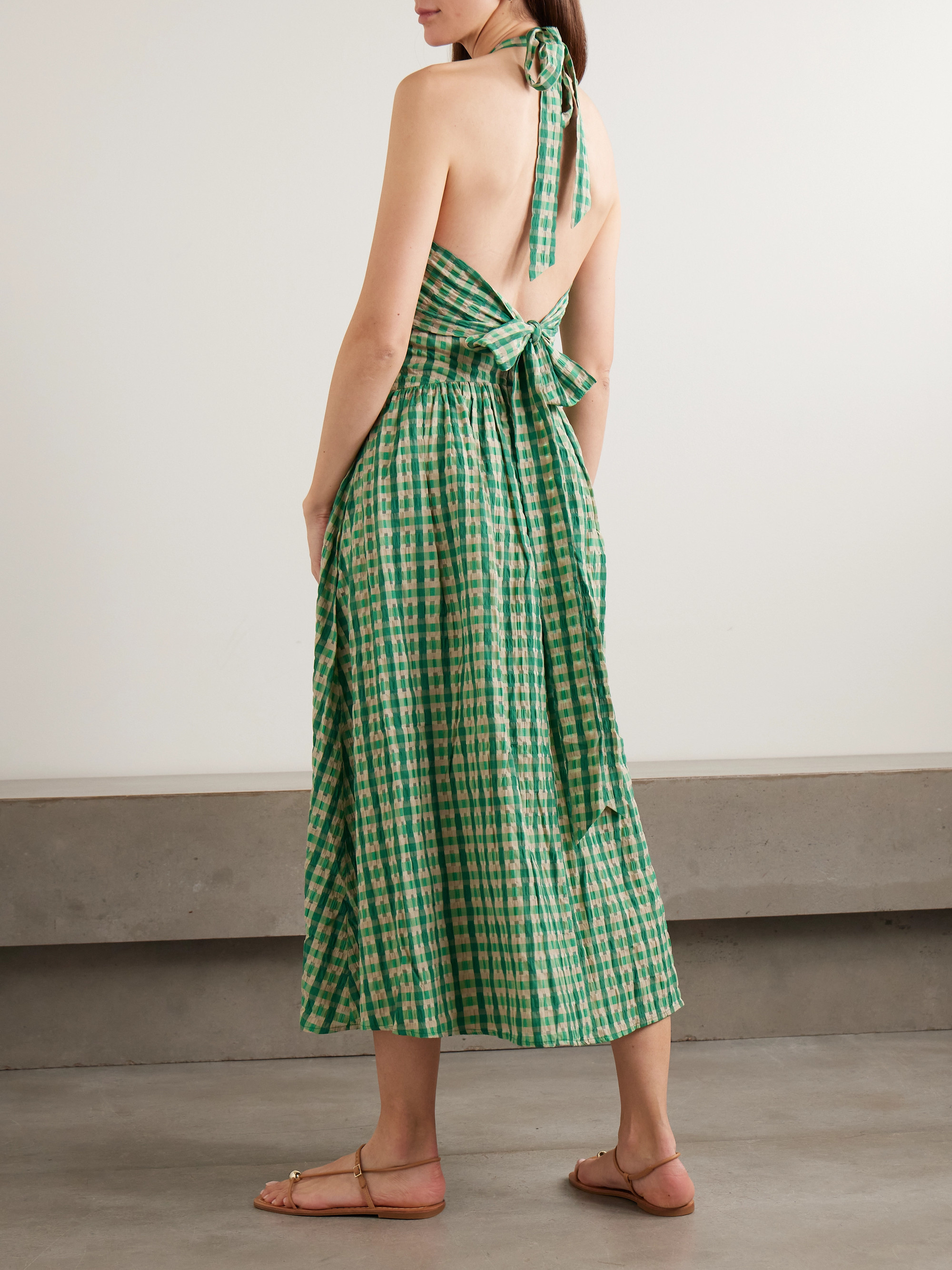 rosie assoulin halter dress Rosie Assoulin Halter in the Name of Love Dress | Plaid/Green | Size 10