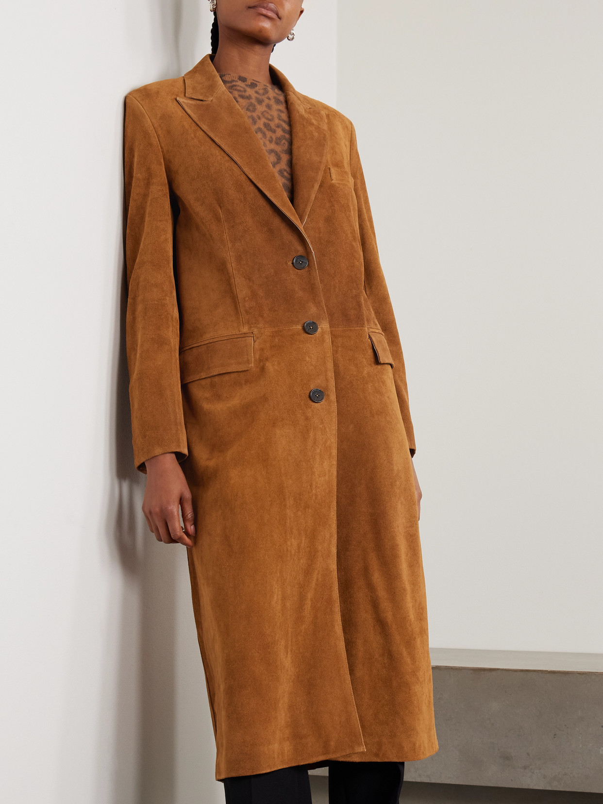 Arma Alissa Suede Coat In Brown