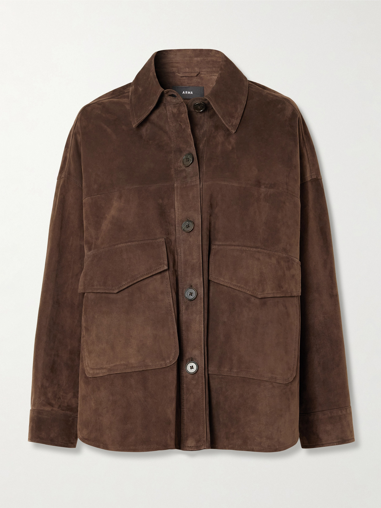 Arma Kaylee Oversized Paneled Suede Jacket In Brown